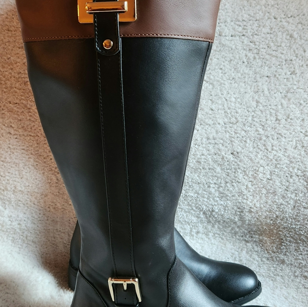 NIB KAREN SCOTT DELIEE WIDE CALF BLK/ COG RIDING BOOTS